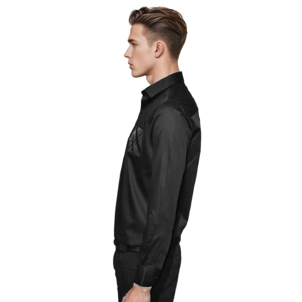 Armani Exchange Black Premium Pocket Logo Shirt-thumb-2