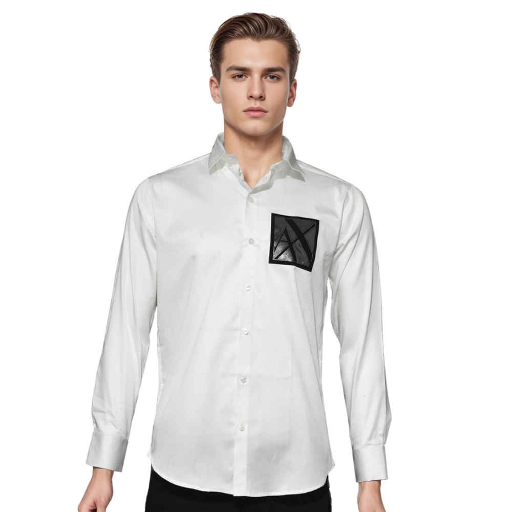 Armani Exchange White Premium Pocket Logo Shirt-thumb-6