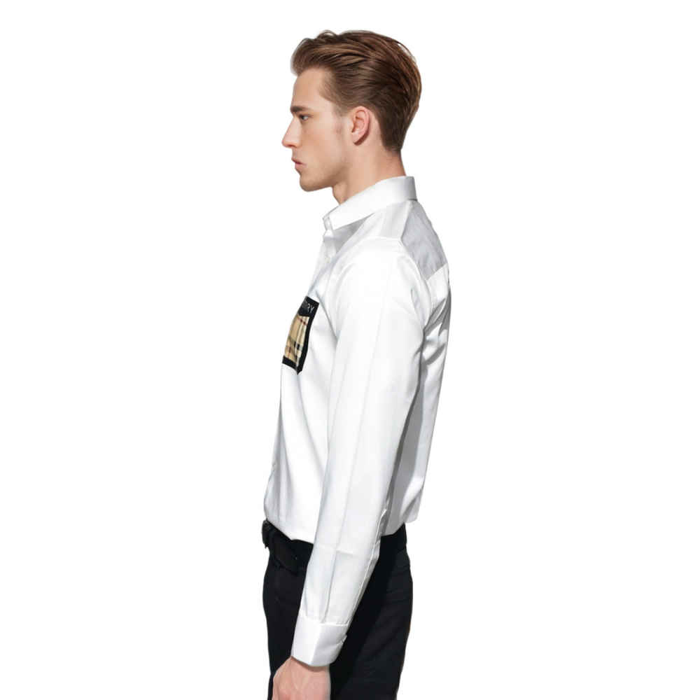 Burberry Pocket Logo White Premium Quality Shirt-2