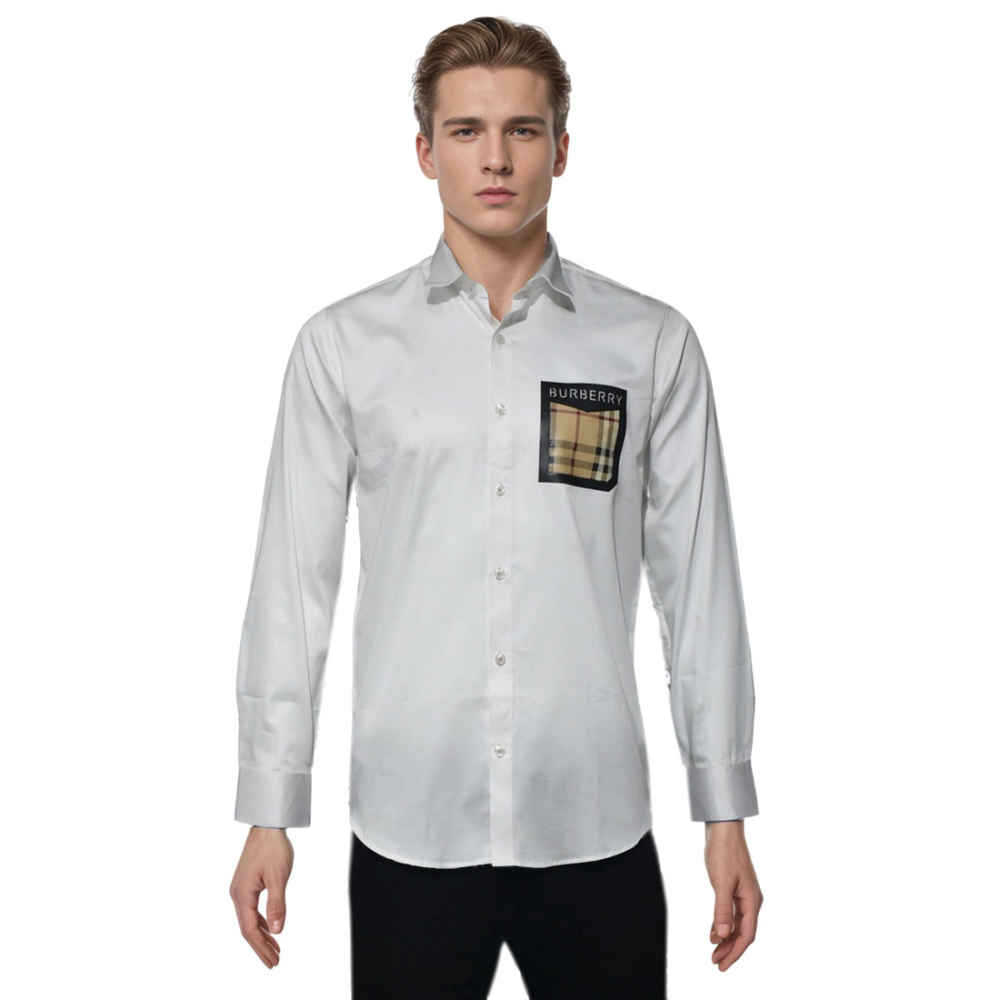 Burberry Pocket Logo White Premium Quality Shirt-6