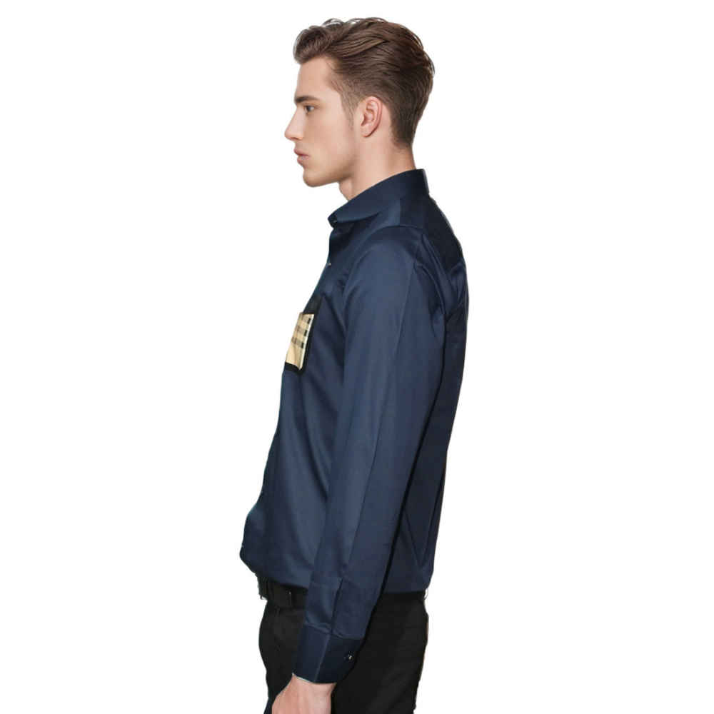 Burberry Pocket Logo Navy Blue Premium Quality Shirt-2
