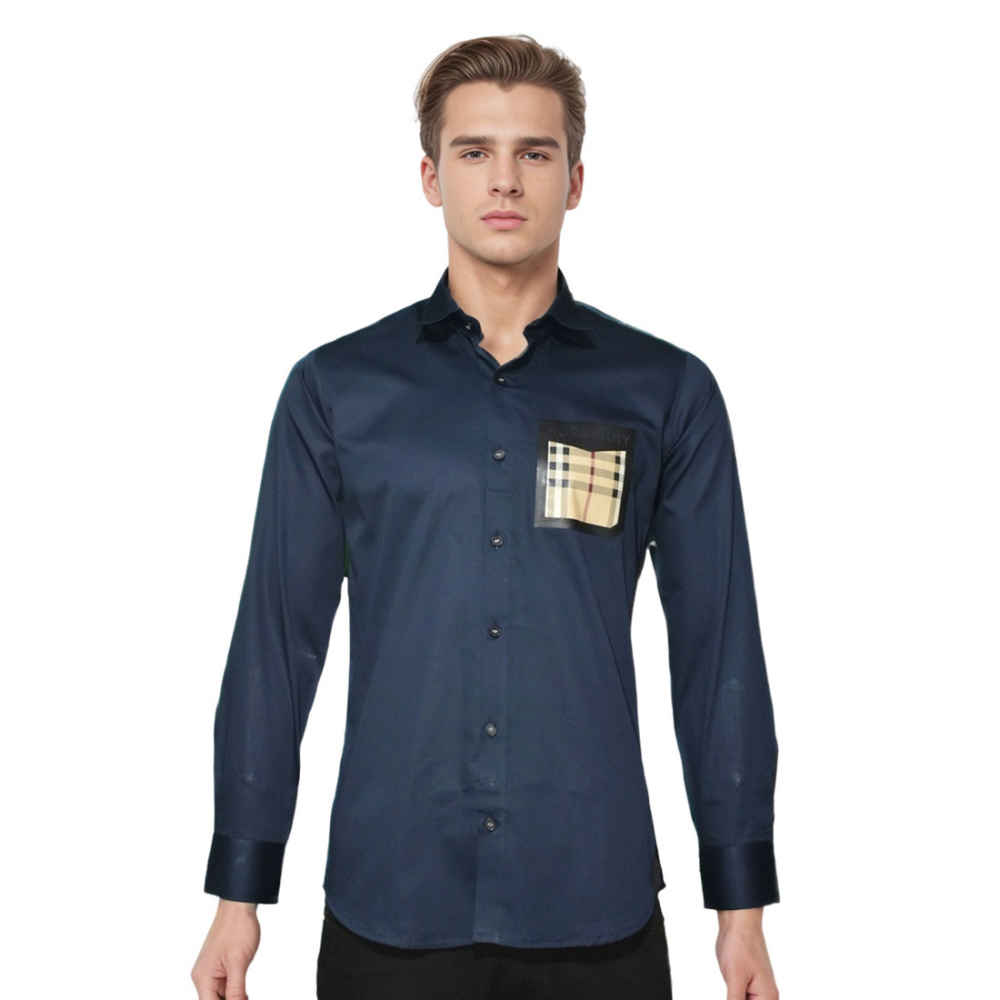 Burberry Pocket Logo Navy Blue Premium Quality Shirt-6