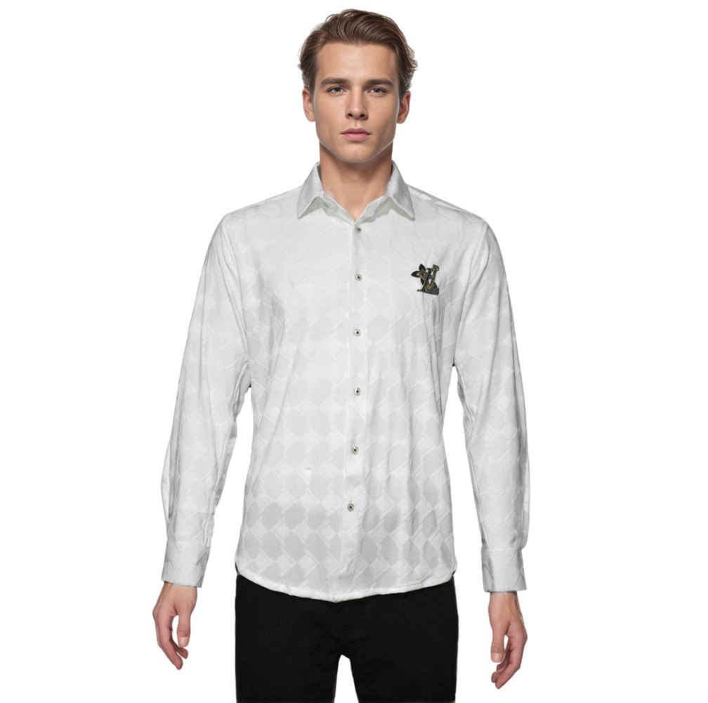 Louis Vuitton White Jacquard Textured Premium Shirt-6