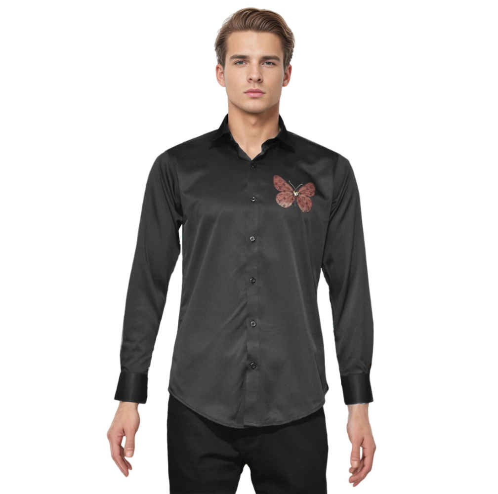 Louis Vuitton Butterfly Print on Pocket Black Premium Shirt-6