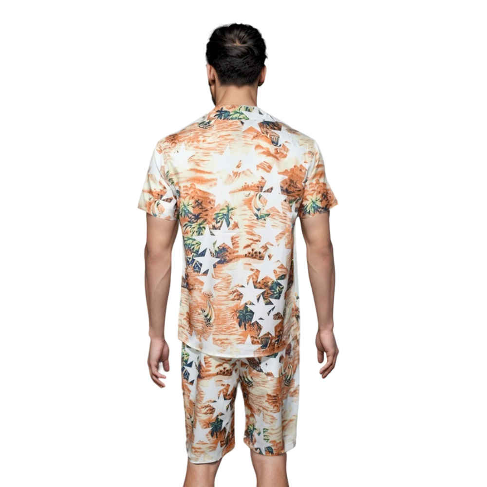 Amiri Tropical star Print White & Orange Shirt & Shorts Combo-1