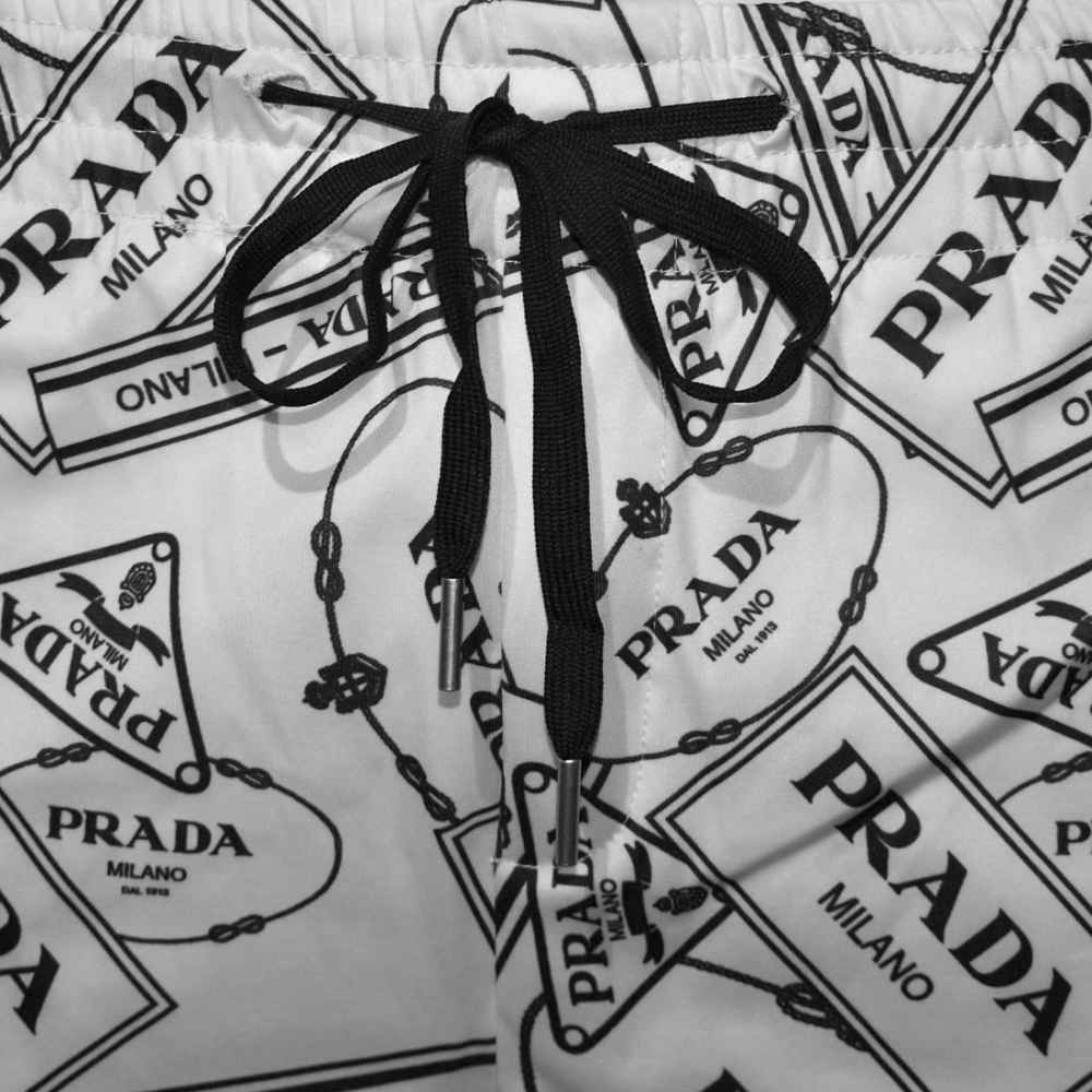 Prada White Premium Quality Short Sleeve Shirt & Shorts Combo-3