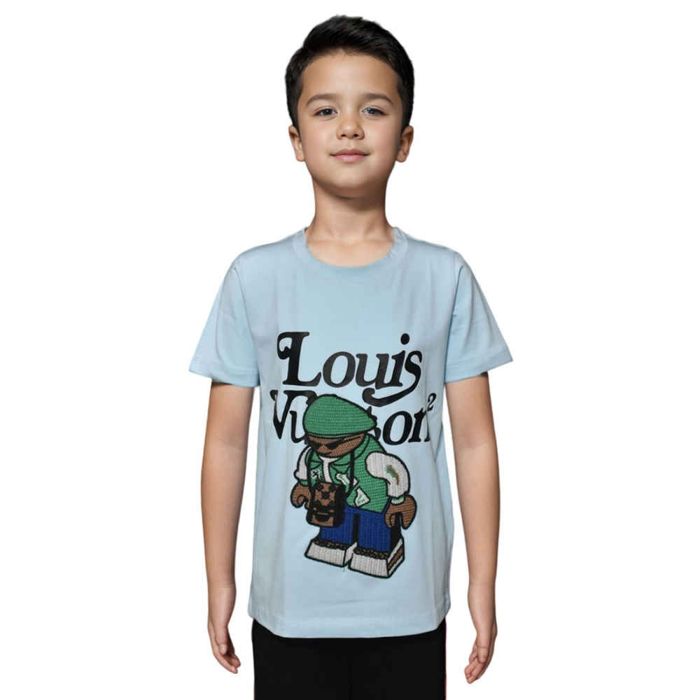 Louis Vuitton Sky Blue Premium Quality Kids T-shirt-thumb-0