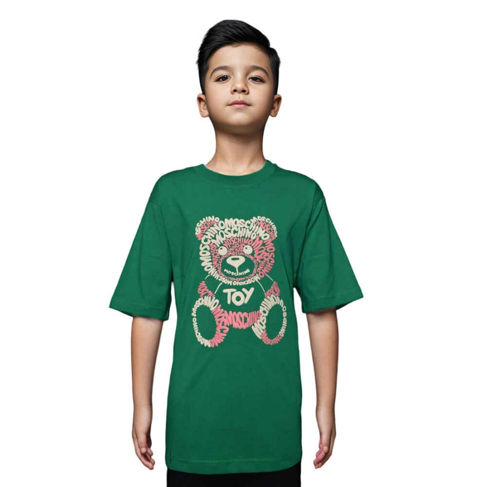 Moschino Teddy Print Green Premium Kids T-shirt-thumb-0