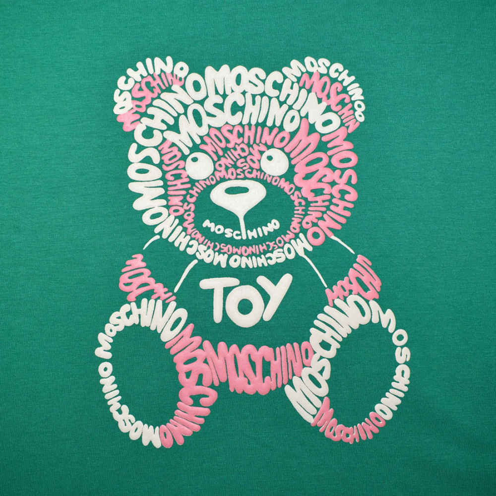 Moschino Teddy Print Green Premium Kids T-shirt-thumb-3