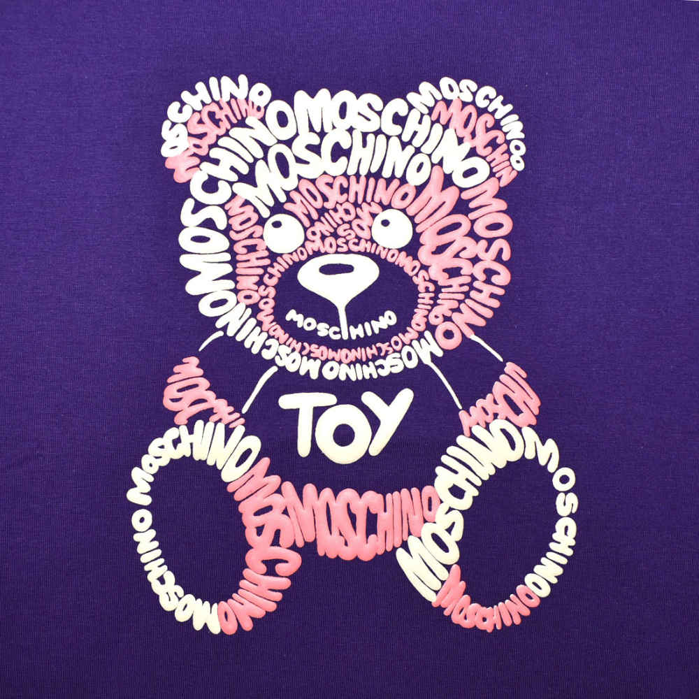 Moschino Teddy Print Purple Premium Kids T-shirt-thumb-3