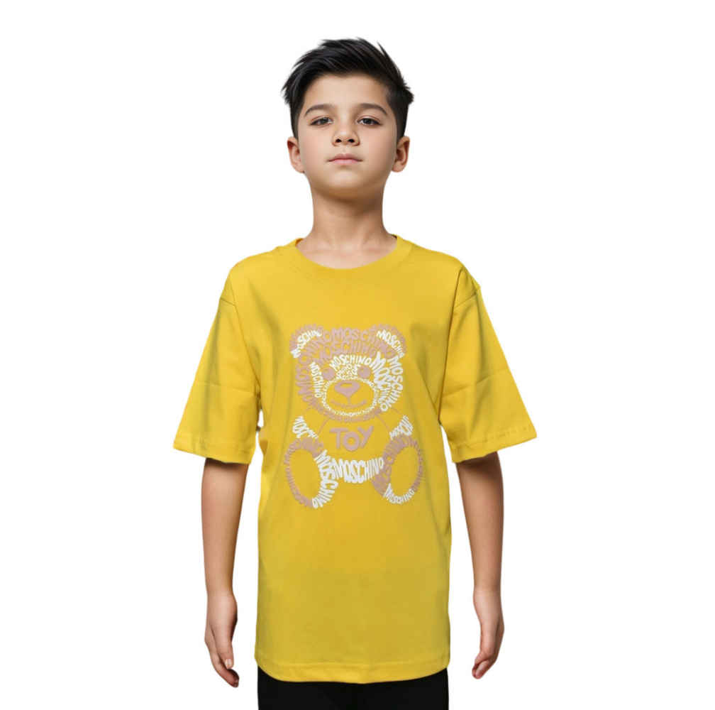 Moschino Teddy Print Yellow Premium Kids T-shirt-thumb-0