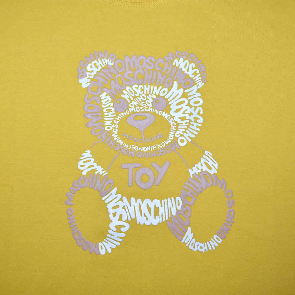 Moschino Teddy Print Yellow Premium Kids T-shirt-thumb-3