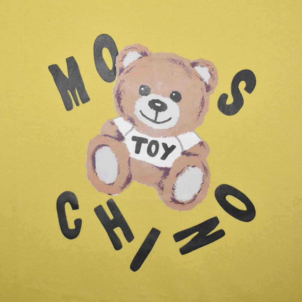 Moschino Yellow Teddy Print Premium Kids T-shirt-thumb-5