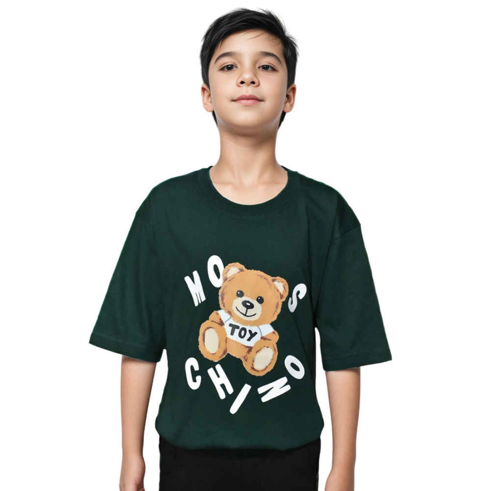 Moschino Green Teddy Print Premium Kids T-shirt-thumb-0