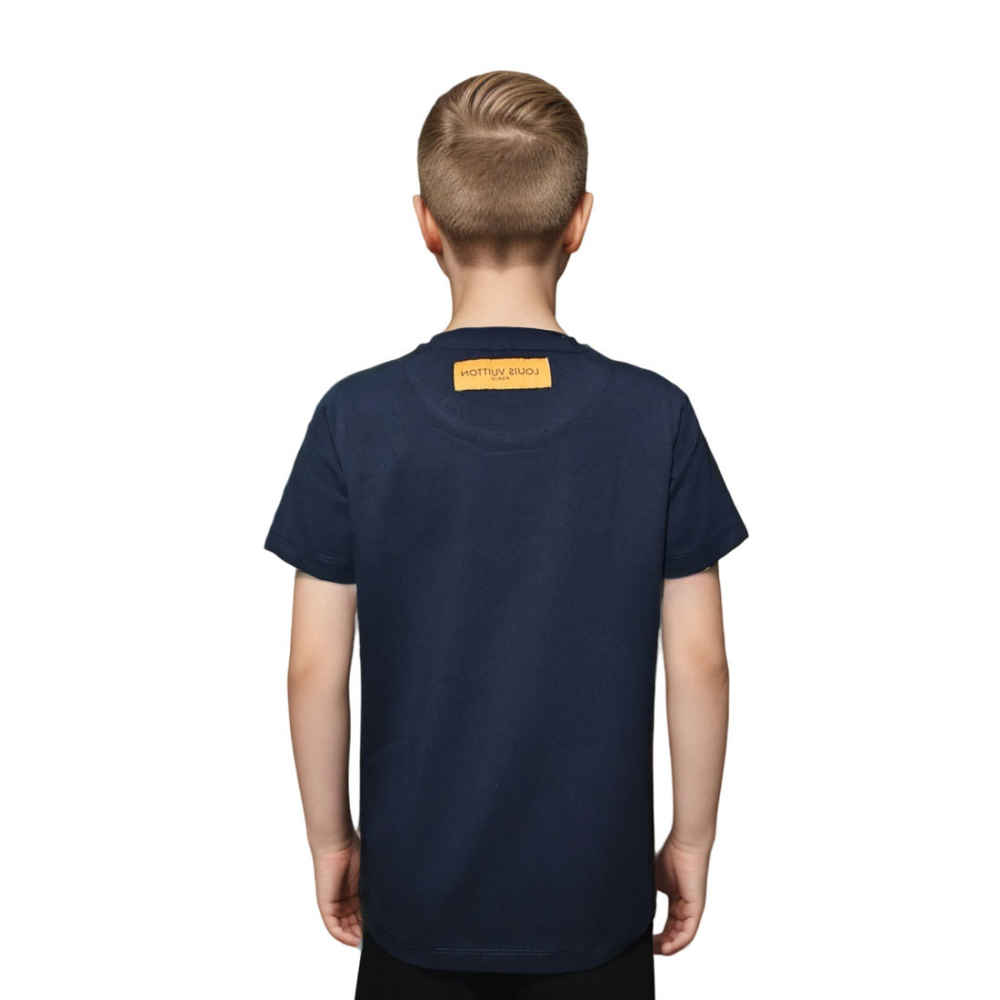 Louis Vuitton Dark Blue Embroidery Design Kids T-shirt-thumb-1