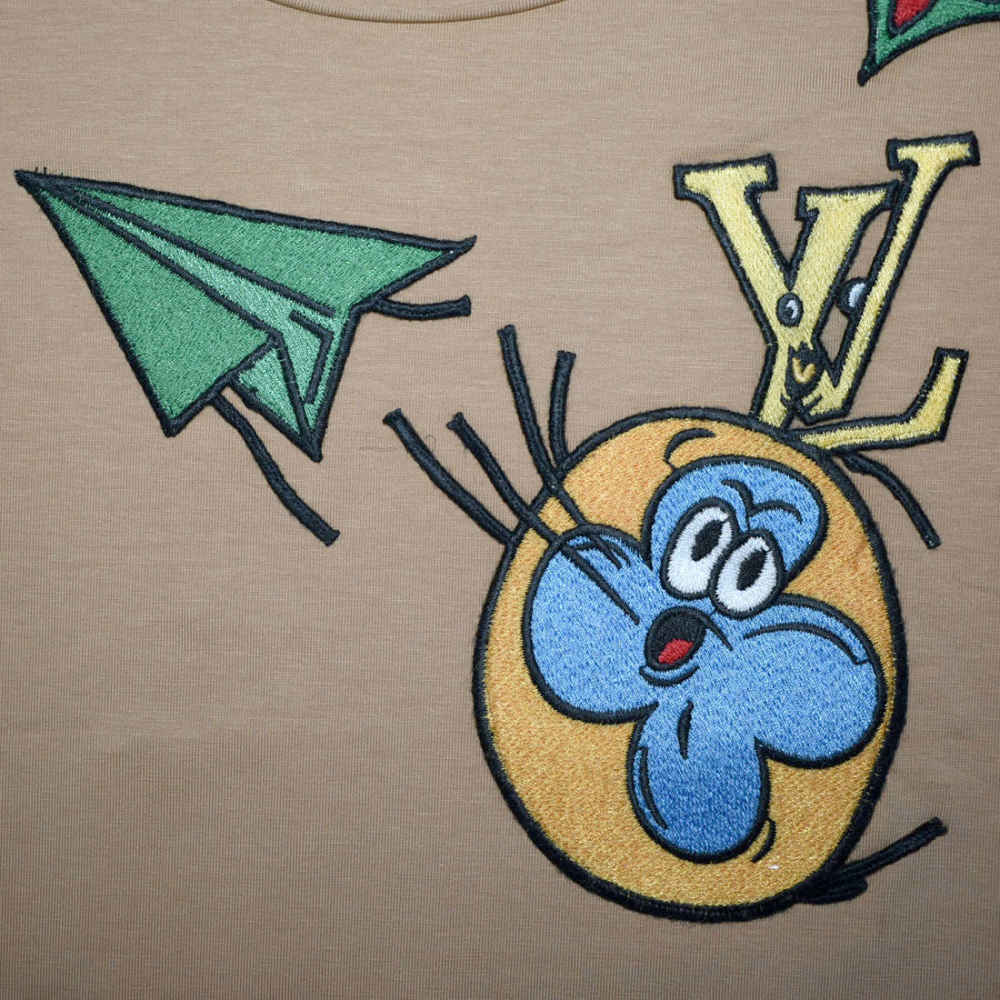 Louis Vuitton Brown Embroidery Design Kids T-shirt-thumb-3