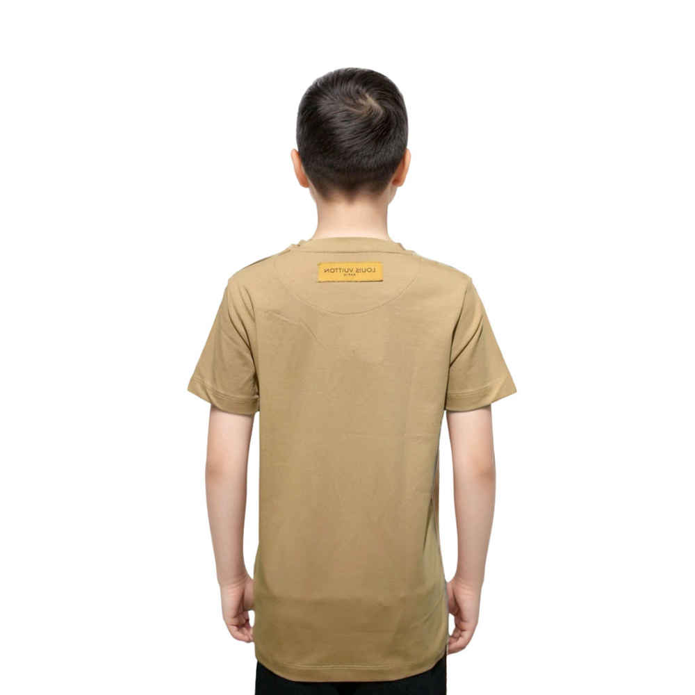 Louis Vuitton Brown Embroidery Design Kids T-shirt-thumb-1