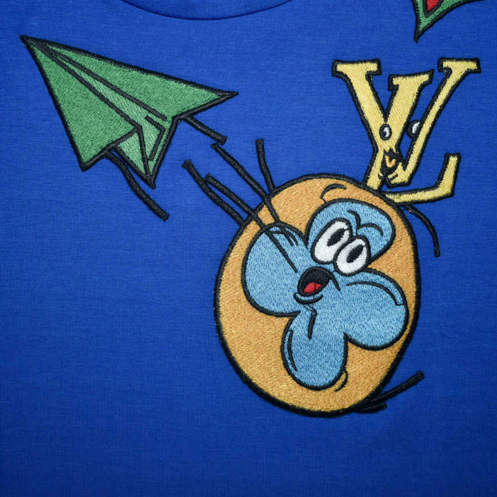 Louis Vuitton Blue Embroidery Design Kids T-shirt-thumb-3