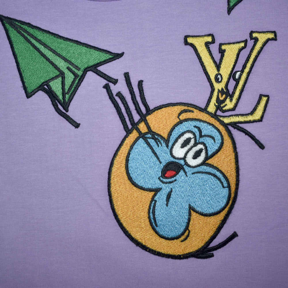 Louis Vuitton Purple Embroidery Design Kids T-shirt-thumb-3