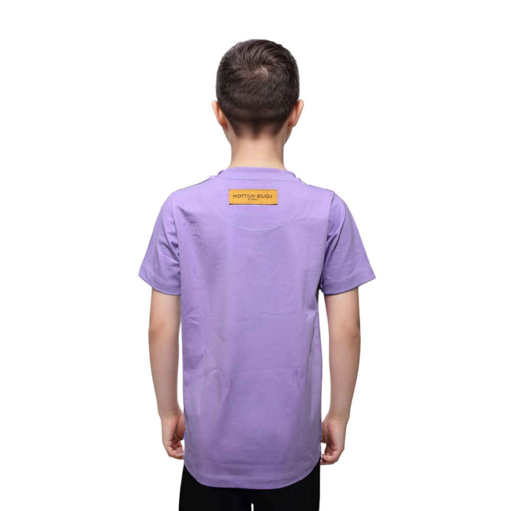 Louis Vuitton Purple Embroidery Design Kids T-shirt-thumb-1
