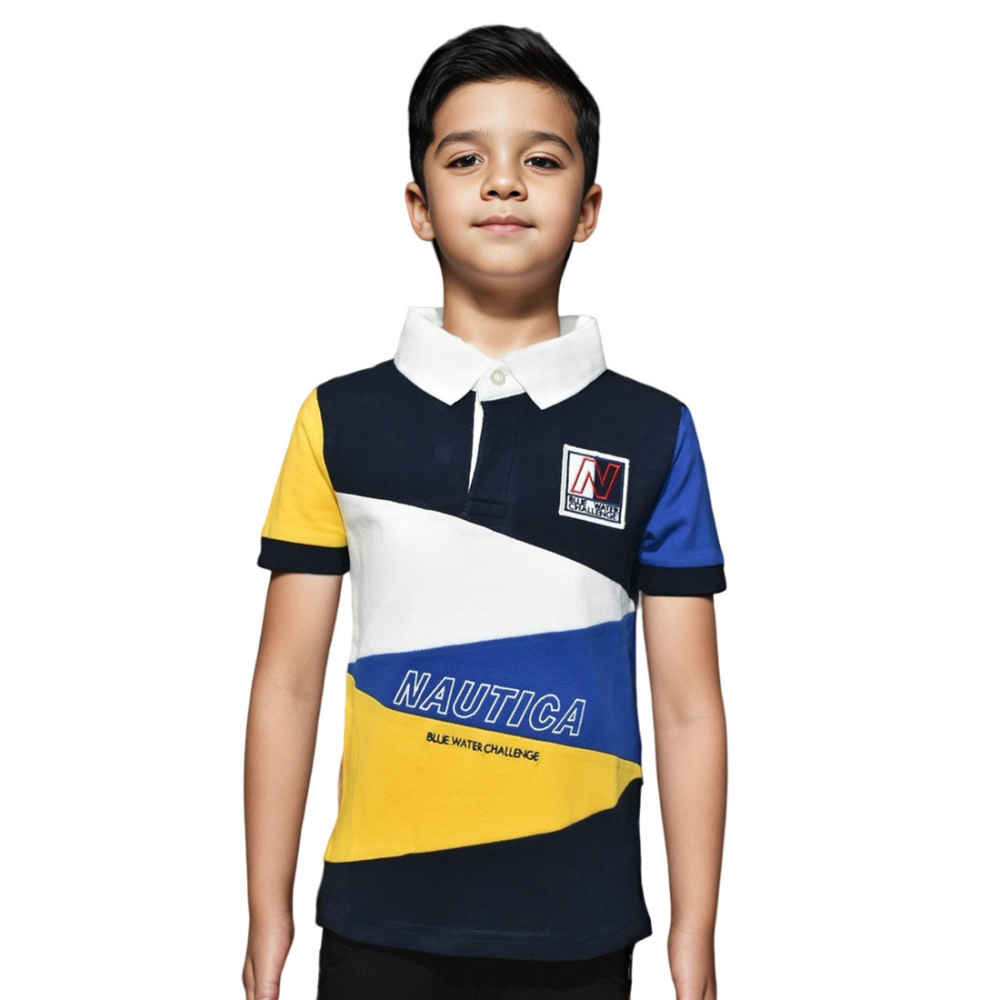 Nautica White, Black & Yellow Premium Kids T-shirt-thumb-0