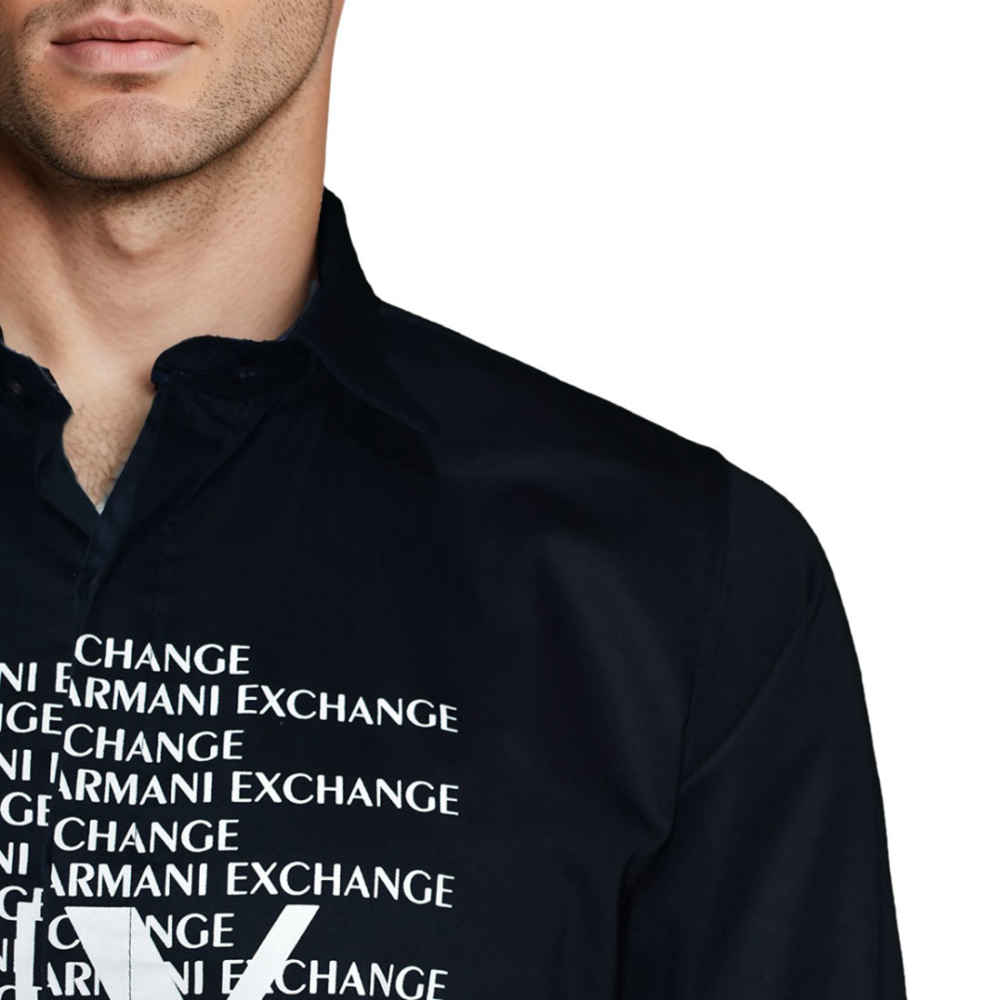 Armani Exchange Navy Blue Premium Quality Full Sleeve Shirt-4