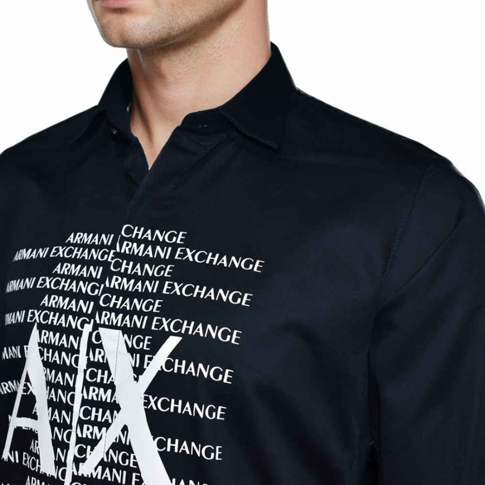 Armani Exchange Navy Blue Premium Quality Full Sleeve Shirt-2