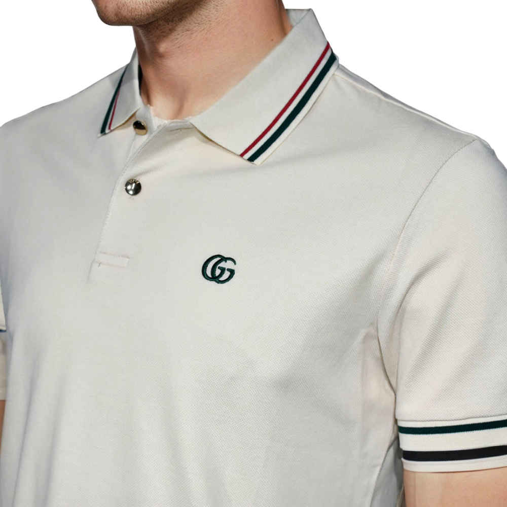 Gucci Cream Premium logo Embroidered T-shirt-3