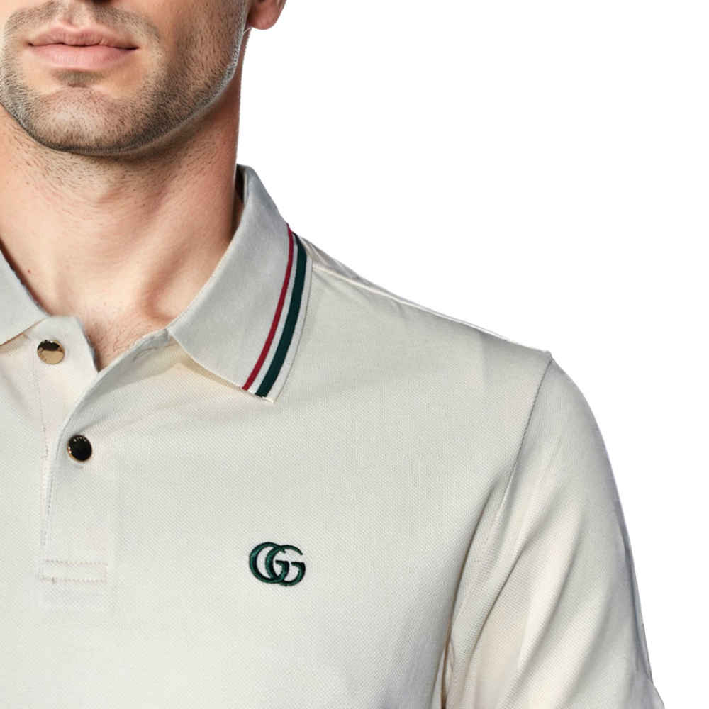 Gucci Cream Premium logo Embroidered T-shirt-4