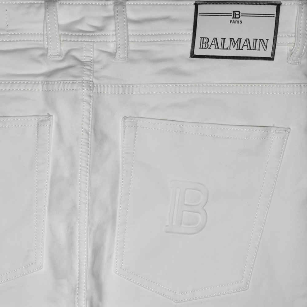 Balmain White Premium Quality Jeans-thumb-3