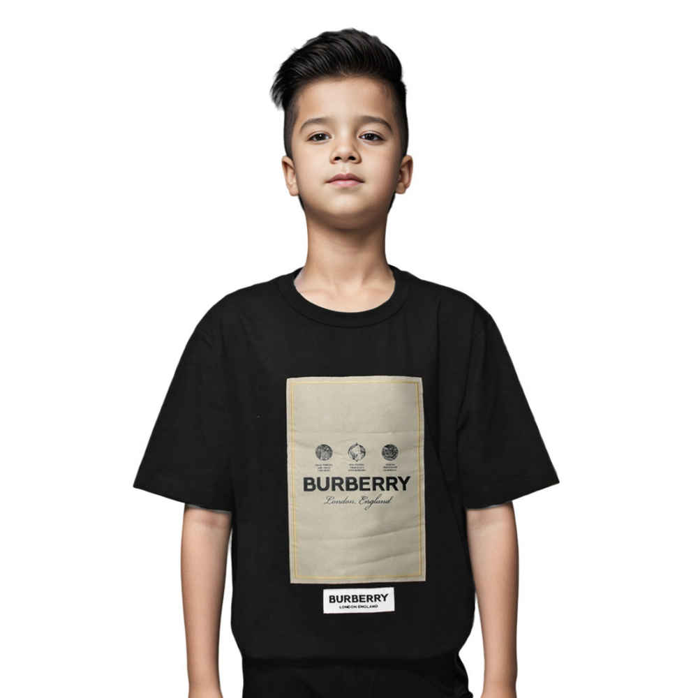 Burberry Label Print Black Premium Kids T-shirt-thumb-0