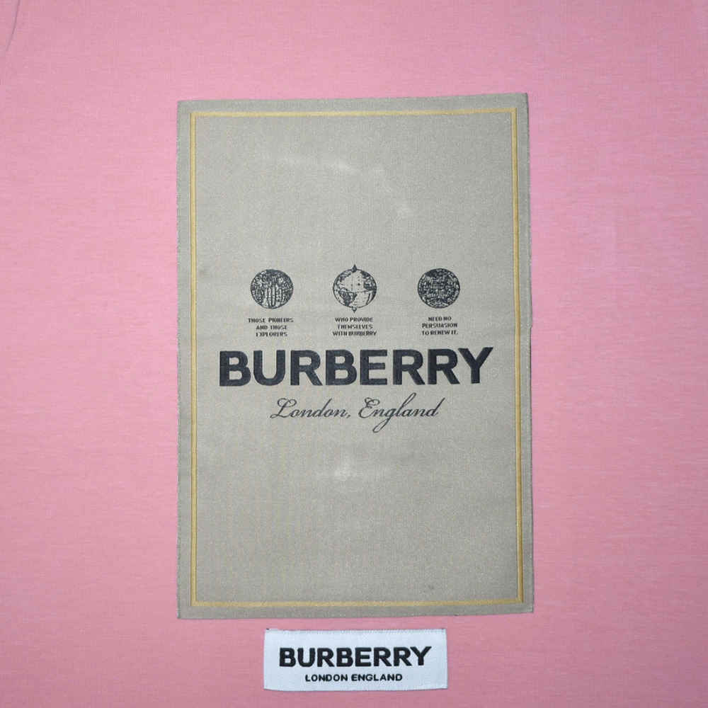 Burberry Label Print Pink Premium Kids T-shirt-thumb-3