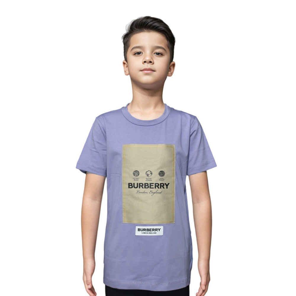 Burberry Label Print Purple Premium Kids T-shirt-thumb-0