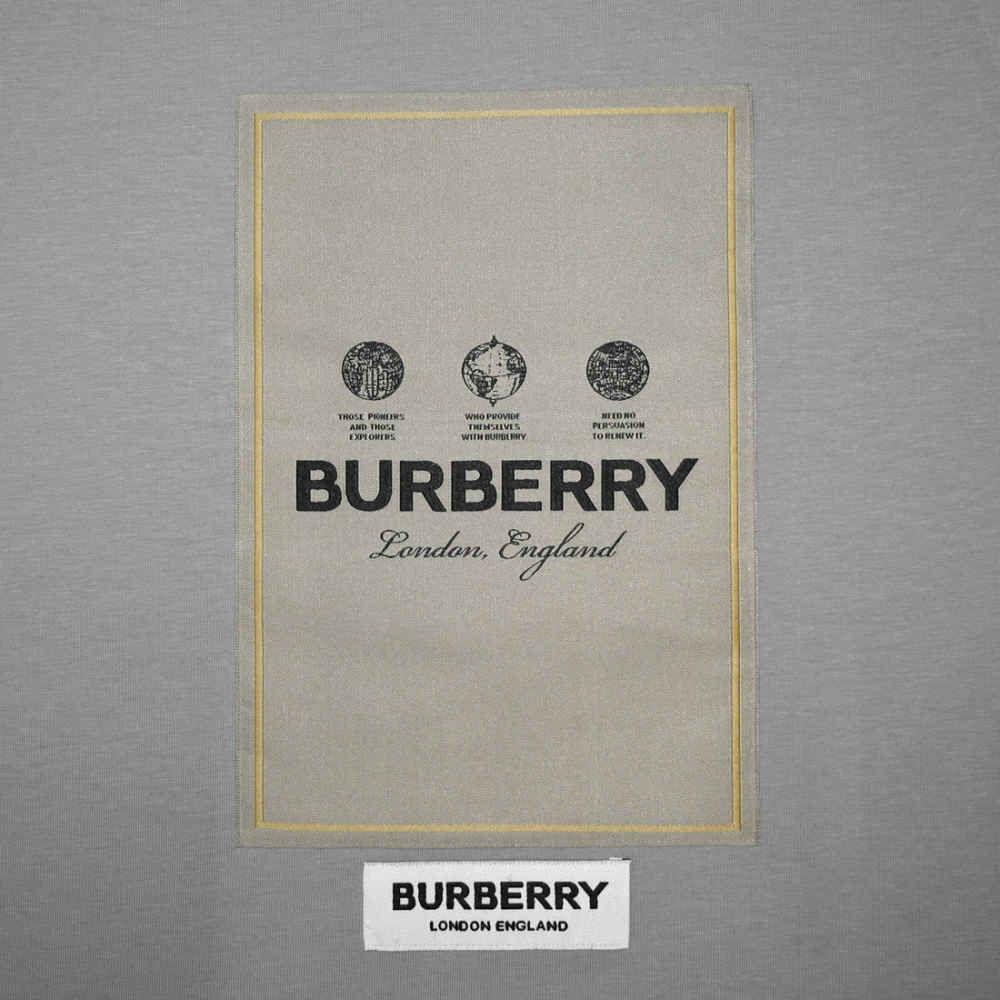 Burberry Label Print Grey Premium Kids T-shirt-3