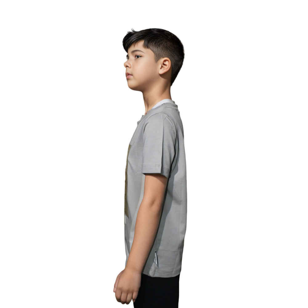 Burberry Label Print Grey Premium Kids T-shirt-2