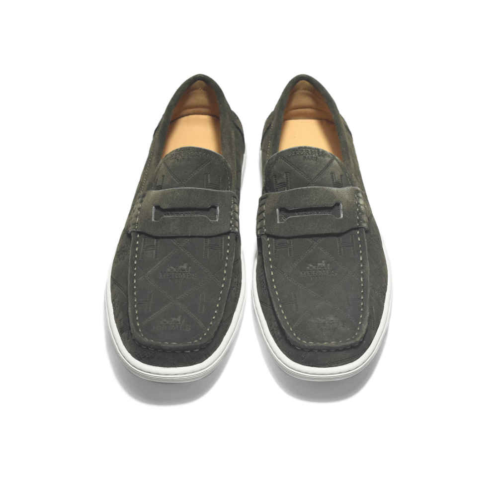 Hermes Green Premium Luxury Suede Loafers-3