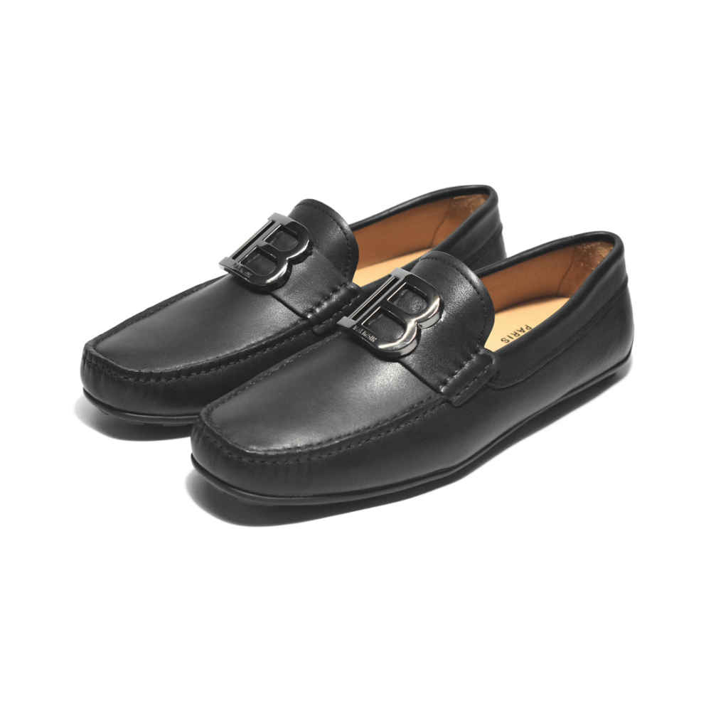 Balmain Black Premium Quality Logo Loafers-thumb-0