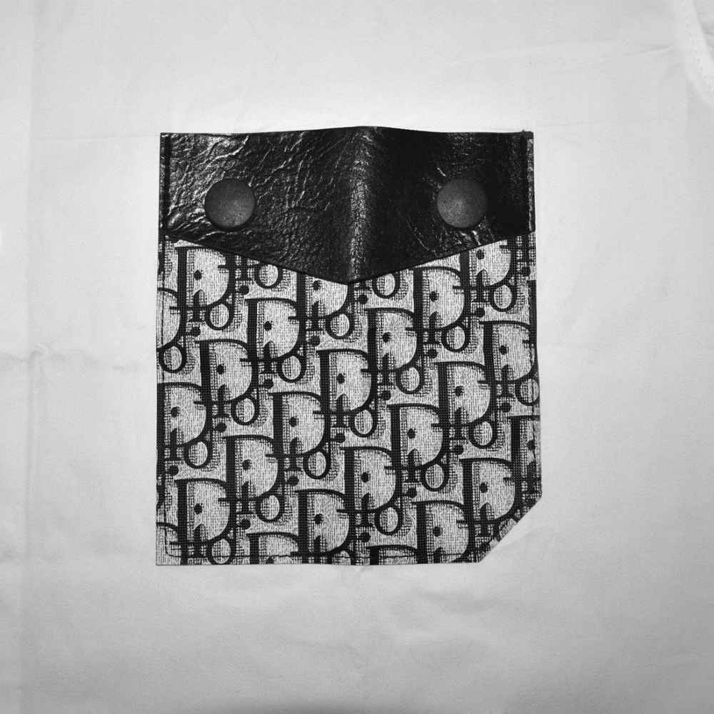 Dior White Oblique Pattern Pocket Logo Shirt-3