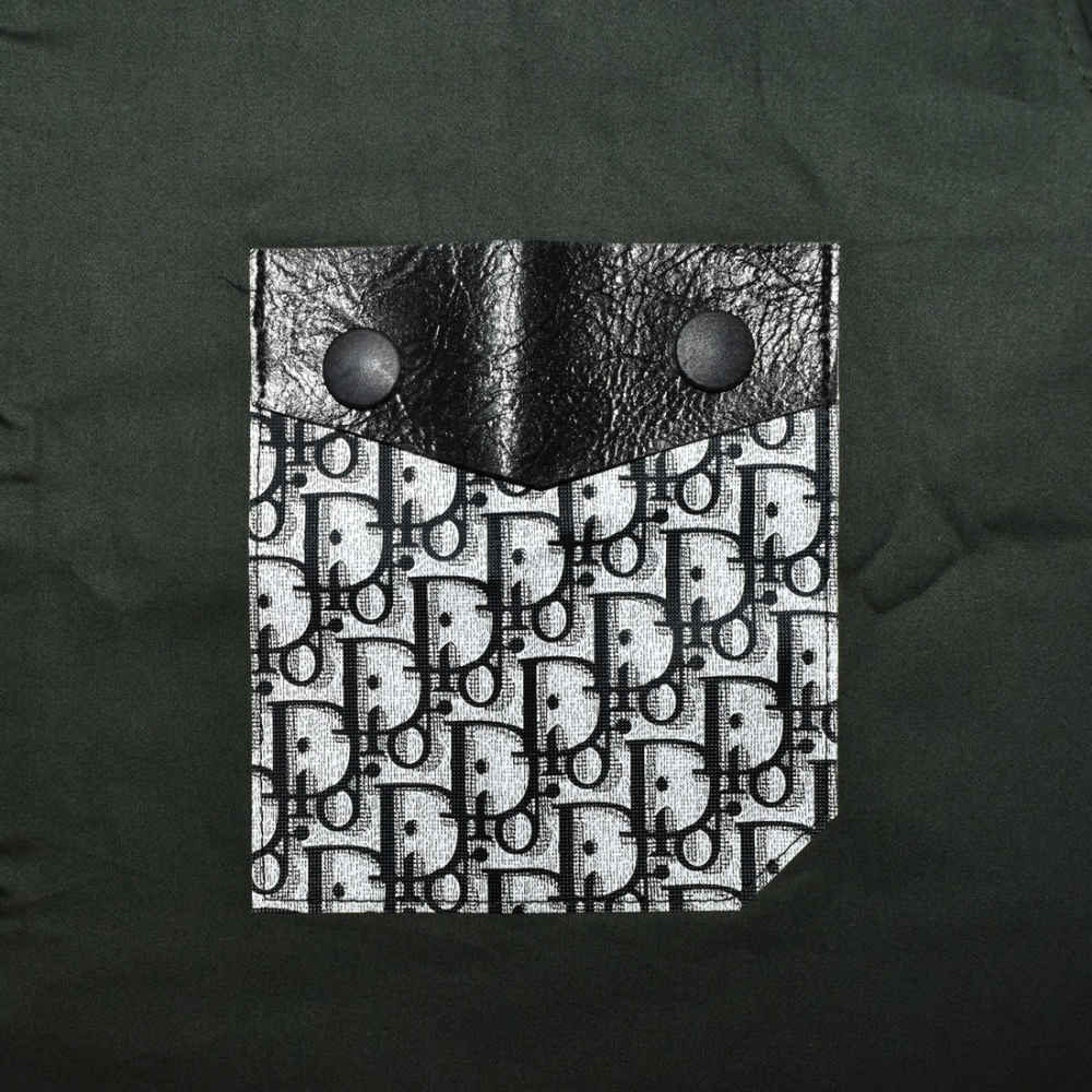 Dior Green Oblique Pattern Pocket Logo Shirt-3