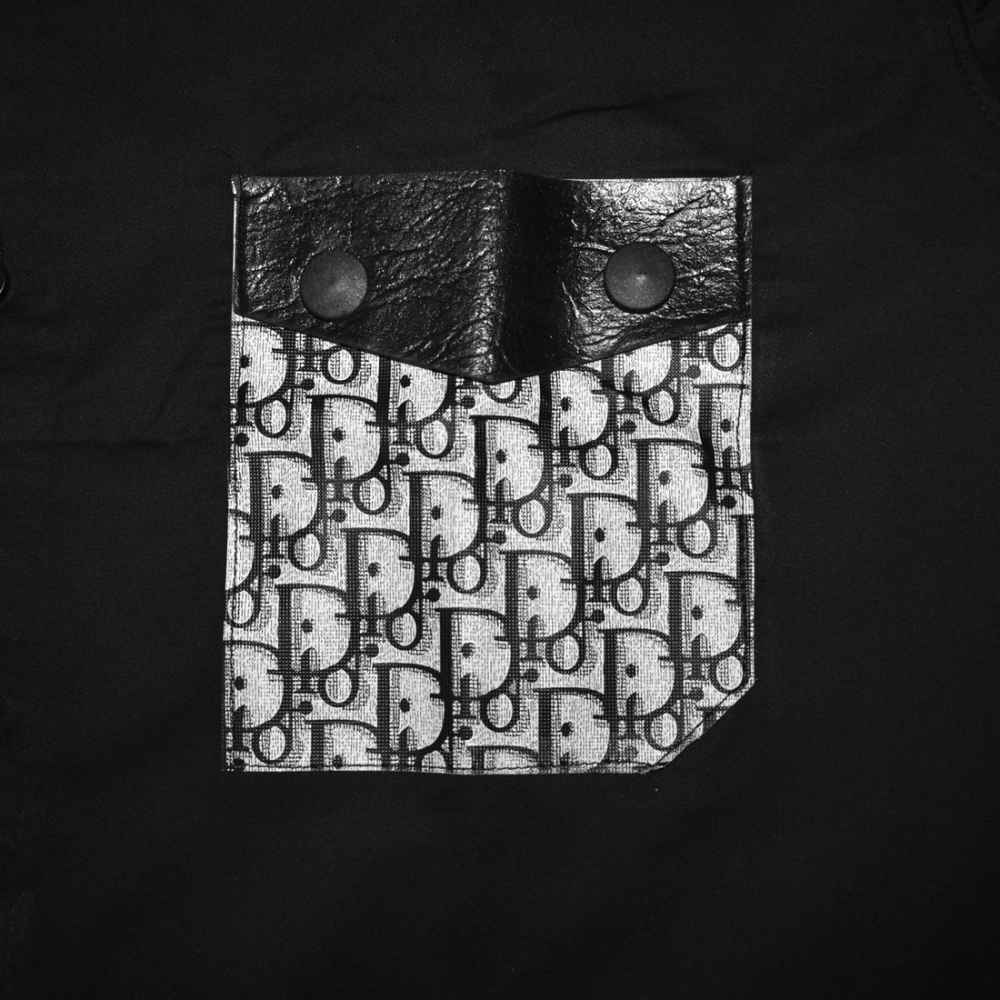 Dior Black Oblique Pattern Pocket Logo Shirt-3