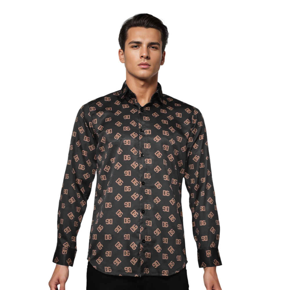Dolce & Gabbana All-Over Logo Print Black Premium Shirt-6
