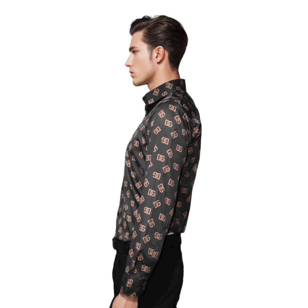 Dolce & Gabbana All-Over Logo Print Black Premium Shirt-2