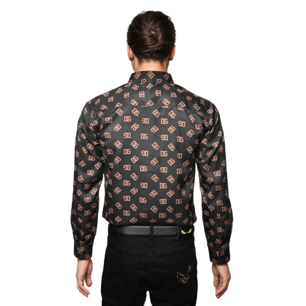 Dolce & Gabbana All-Over Logo Print Black Premium Shirt-1