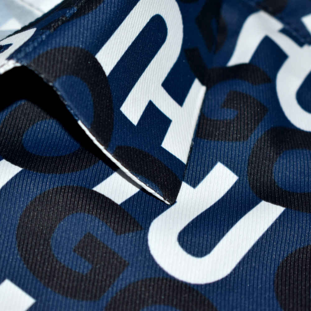 Hugo Boss All-Over Logo Print Blue Premium Shirt-4