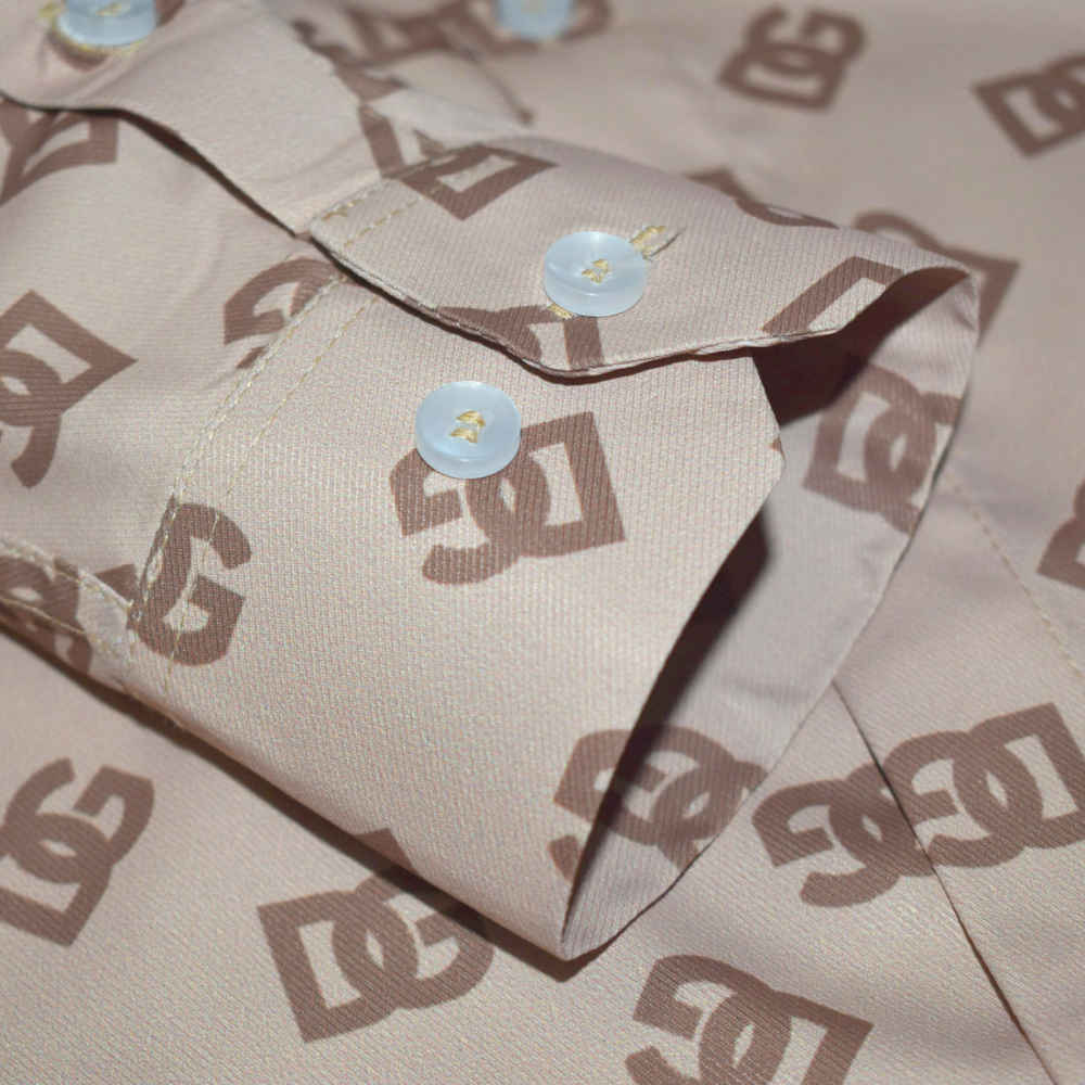 Dolce & Gabbana All-Over Logo Print Brown Premium Shirt-5