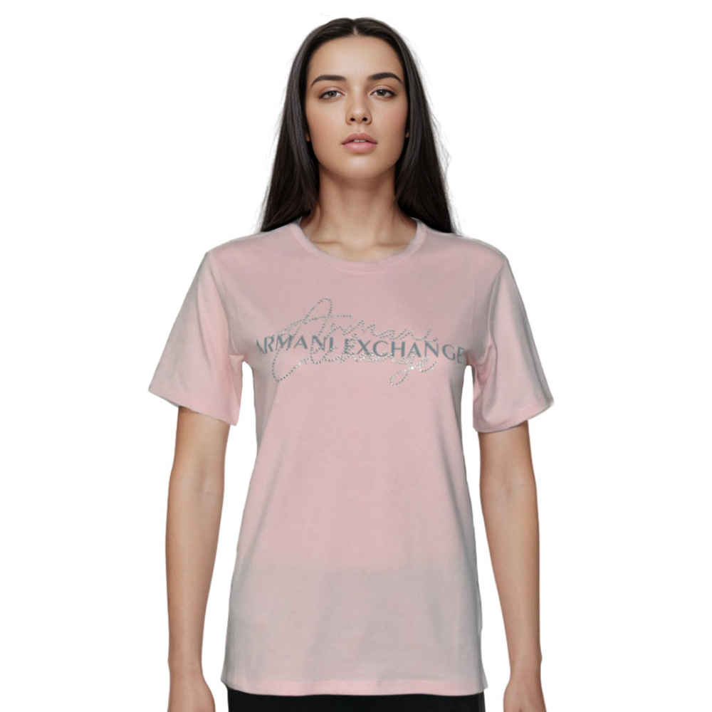 Armani Exchange Pink Premium Quality Women T-shirt-thumb-0