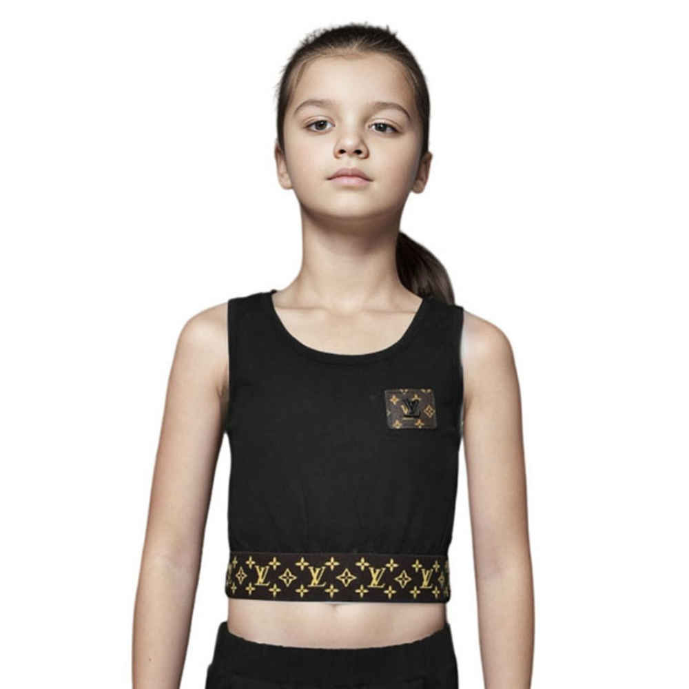 Louis Vuitton Black Premium Quality T-shirt For Kids-thumb-0