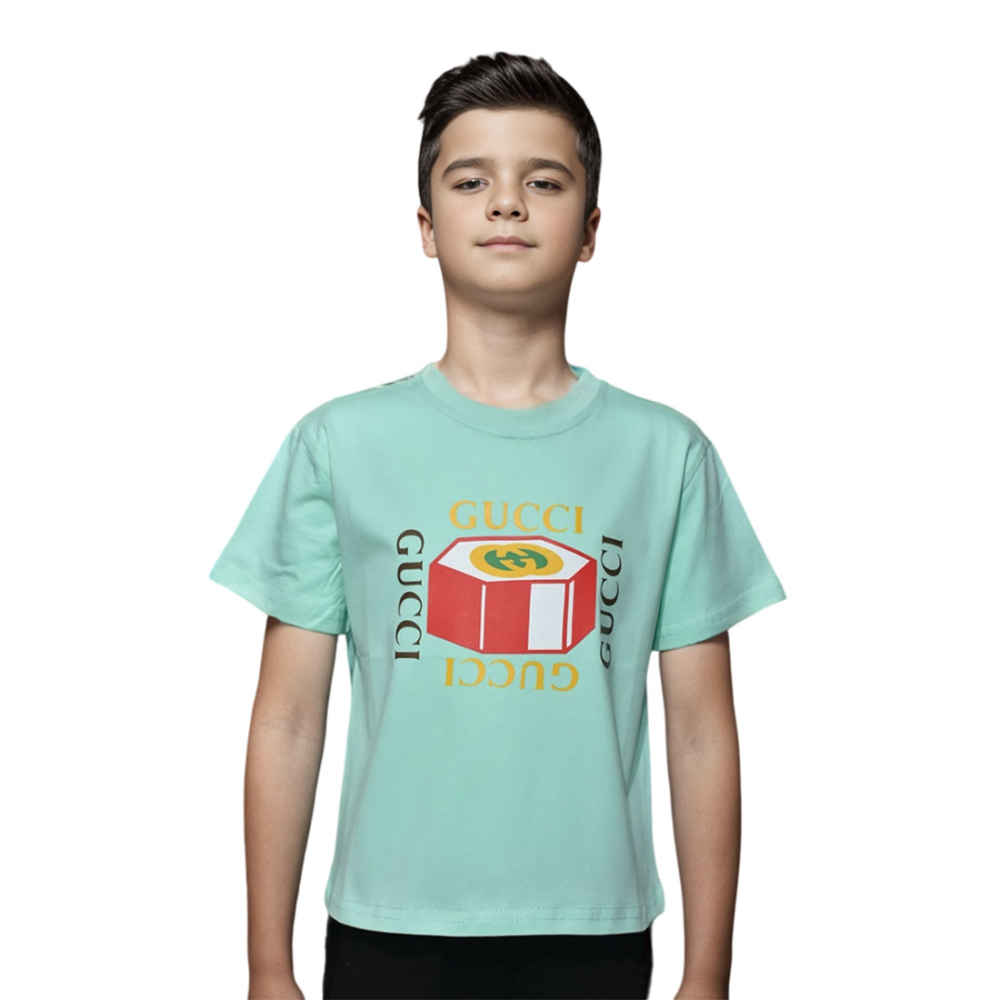 Gucci Print Green Premium Kids T-shirt-thumb-0