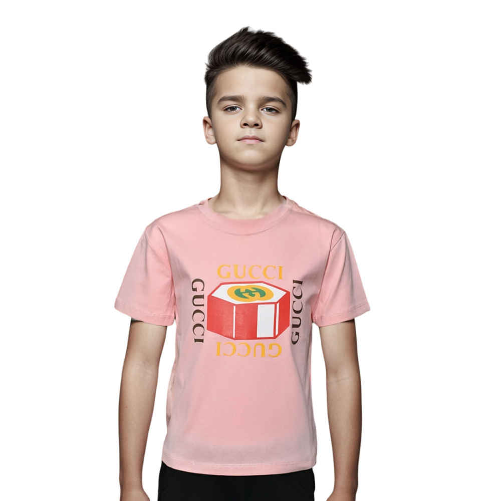 Gucci Print Pink Premium Kids T-shirt-thumb-0