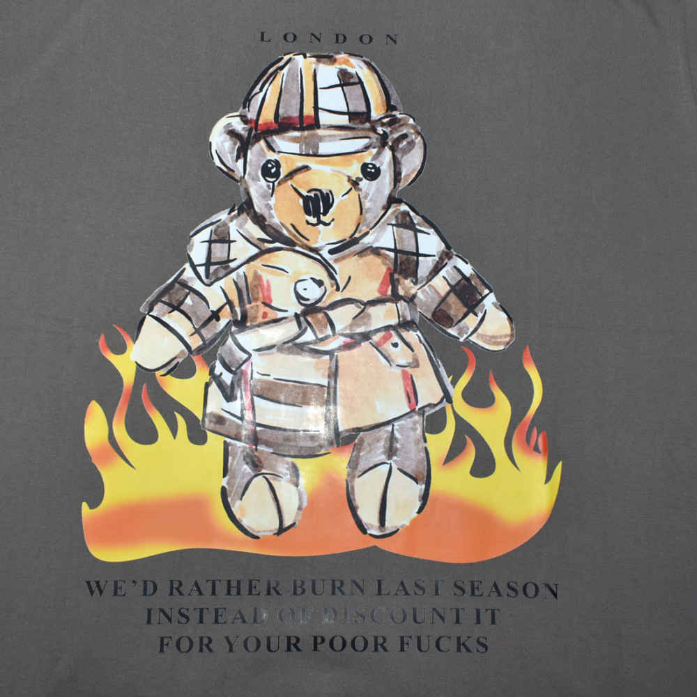 Burberry Teddy Print Grey Oversized Women T-shirt-3